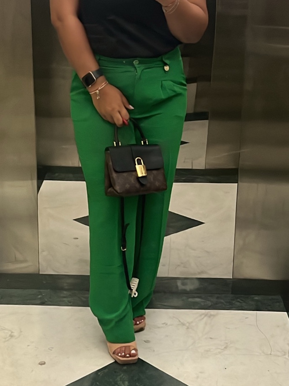 Women's High-Rise Wide Leg pleaded Pants in Emerald Green